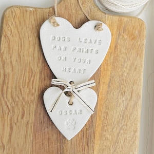 Dogs leave paw prints on your heart, memorial gifts, loss rememberance, personalised, any name