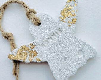 Gold or Silver Foil  Personalised Angel Clay Tree Hanging Decoration | Christmas | Gift | Family Memorial