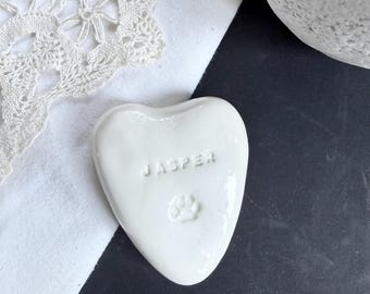 Rustic Paw Print Heart Stone. Custom Pet Memorial, Personalised Dog or Cat loss