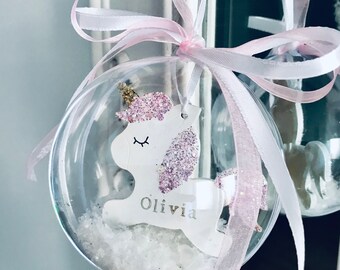 Personalised Christmas Bauble, My Magical Unicorn, First Christmas