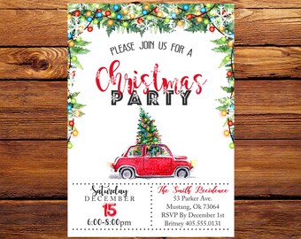 christmas party invitation christmas invite christmas etsy
