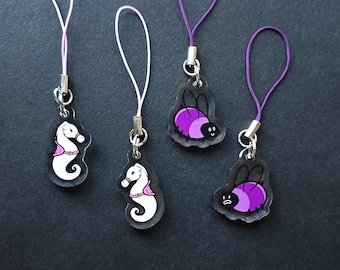 Seahorse and Purple Bee 1inch acrylic charm