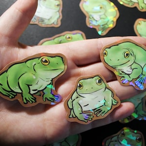 Vattentäta vita Dumpy Tree Frog Holo-klistermärken