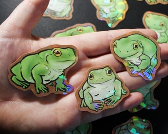 Waterproof Whites Dumpy Tree Frog Holo Stickers
