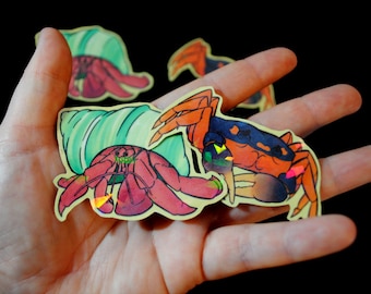 Waterproof Holographic Crab Stickers
