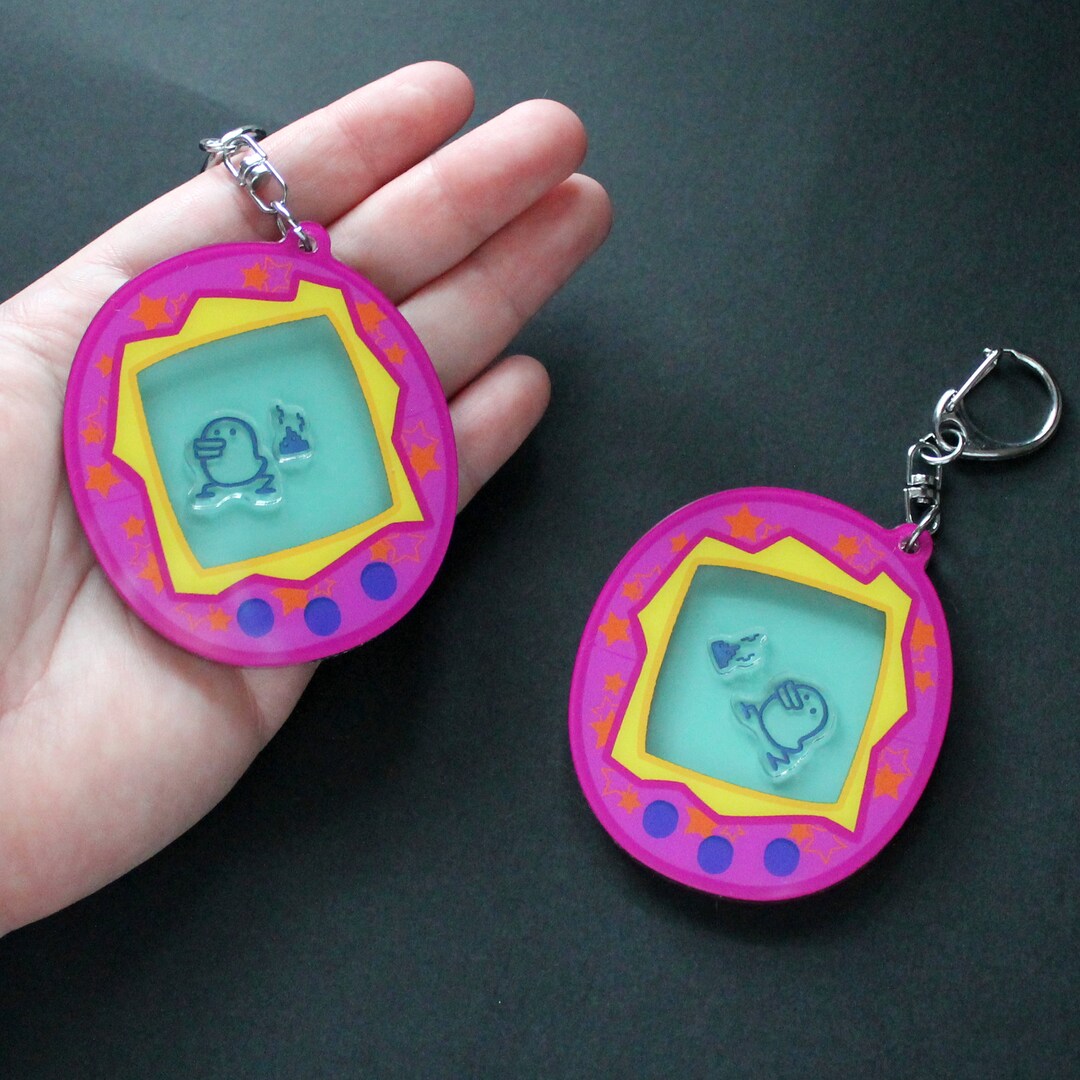平成レトロ　キーホルダー　TAMACHAN Tamagotchi 90s Nostalgia Shaker Charm - Etsy