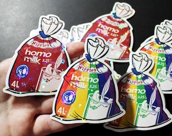 3 inch Homo Milk Waterproof Holographic Stickers