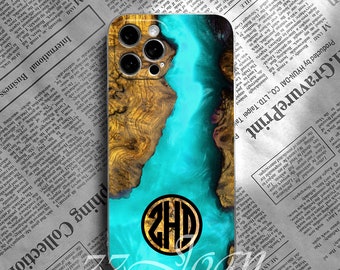 Monogram wood grain resin print iPhone 15 pro max iPhone 14 plus iPhone 13 pro iPhone 12 iPhone 11 pro max iPhone Xs max Xr SE man case gift