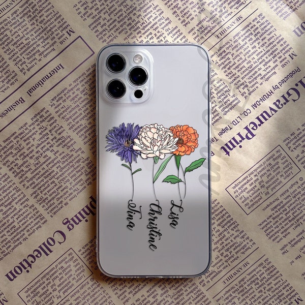 Personnalisation fleur de naissance iPhone 15 pro 14 13 12 11 pro max Xs Xr SE Samsung Galaxy S23 ultra S22 fe S21 S20 S10 S9 Note 20 10 coque de téléphone