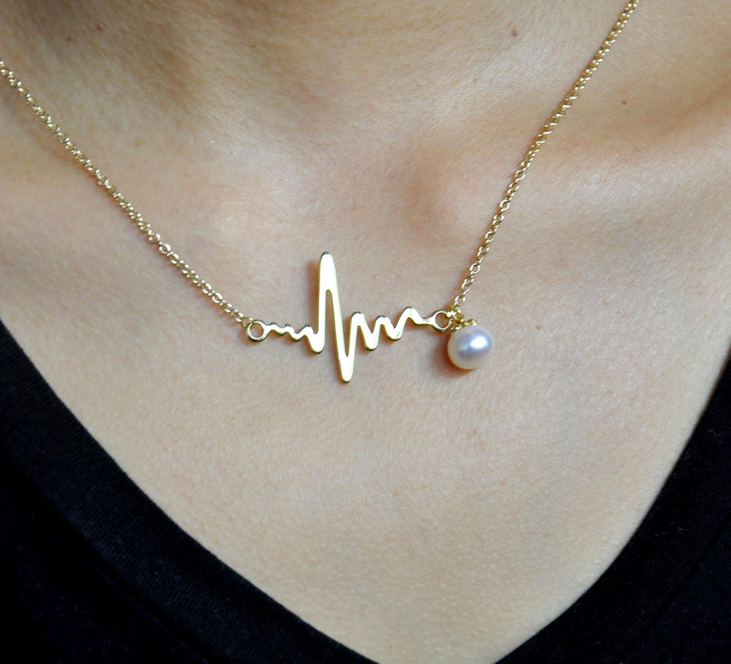 HeartBeat Necklace ECG Necklace Heart Beat Necklace Etsy
