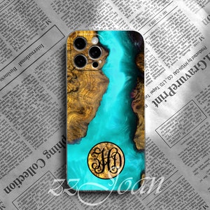 Monogram houtnerf harsprint iPhone 16 15 pro max 14 13 12 11 pro max Xs Xr SE Samsung Galaxy S24 S23 Ultra S22 S21 S20 Note 20 10 hoesje