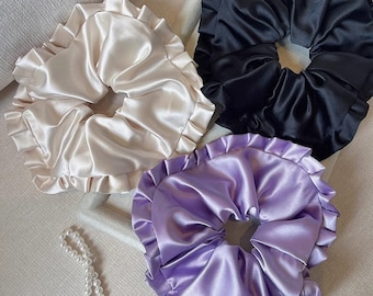 Jumbo Charmeuse Satin Scrunchie, Oversize Large Scrunchies, Pferdeschwanz Elastische Haargummi, Handgefertigter Haarschmuck, Brautjungfer Geschenk