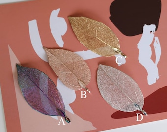 2pcs Real Bodhi Leaf Filigree Skeleton Leaves Charms Pendants for Jewellery Making, Gold Filigree Natural Leaf Earrings Pendant