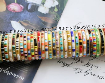 Pulseras de azulejos de Tila para mujeres, pulsera boho, pulsera de cuentas, pulsera de verano, pulsera de cuentas, pulsera de arco iris de niña, suministros de cuentas