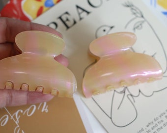 Daily Hair Claw Clip, Girl Pink Ivory Swirl Huggie Hair Claw, Acetate Hair Clamp Hair Claw Clip, Accessoires pour cheveux pour femmes