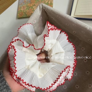 Flower Lace Tirm Scrunchies Oversized Hair Tie Large Gingham Cottage Scrunchie,  Hair Ties Cute Ponytail Holder, Mother's Day Gift