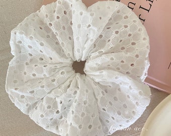 Tulle Scrunchie, Ruffle scrunchies, Hair Ties for women, Transparent Luxury Hair Accessory, Scrunchie with tail, Satin Scrunchies