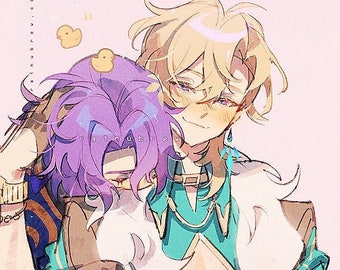 Aventurine x Dr.Ratio Hug [Honkai Star Rail] 4"x6", 11"x17" Print
