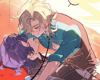 Aventurine x Dr.Ratio Leash [Honkai Star Rail] 4"x6", 11"x17" Print