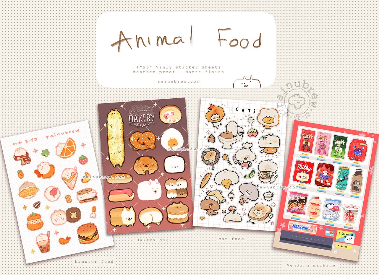 Cute Dog Drink Stickers, Kawaii Food Stickers, Waterproof Vinyl Stickers