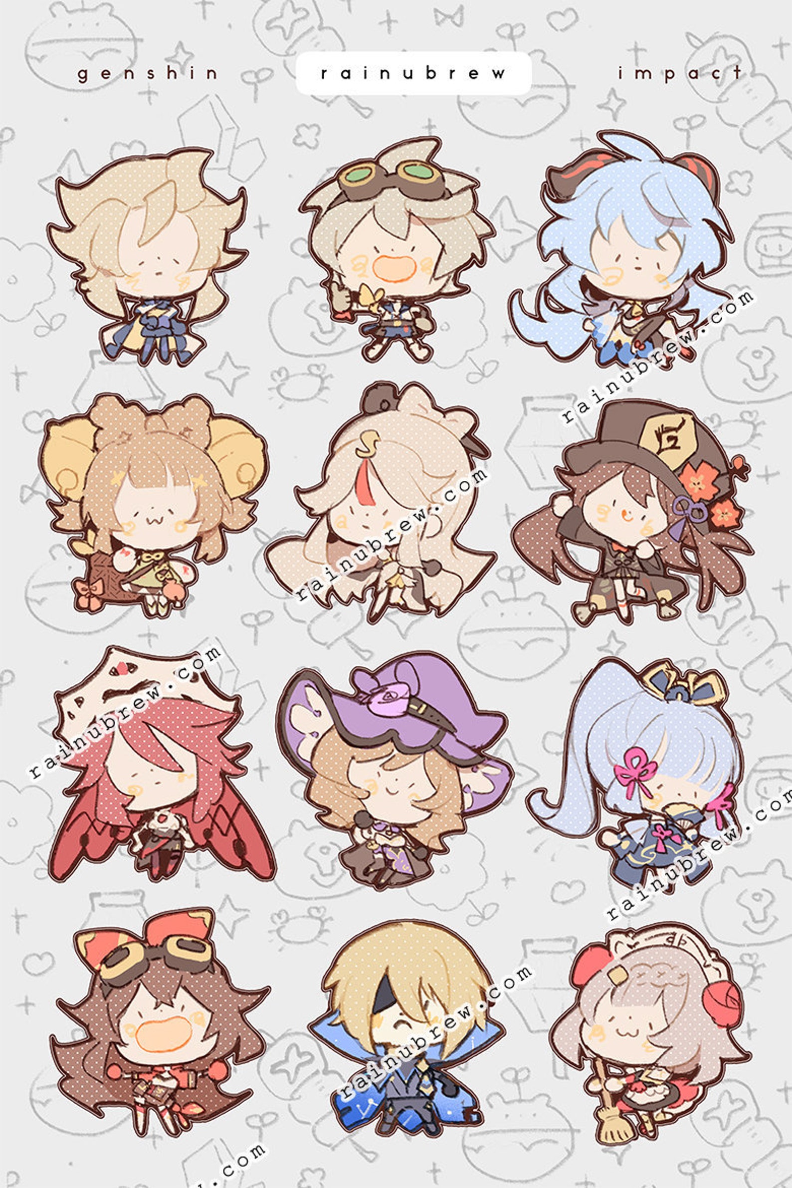 Genshin Impact Vinyl Sticker Sheets Grey Collection Etsy