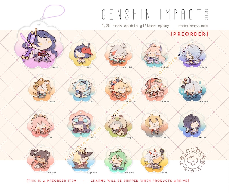 UPDATED Genshin Impact Charms Set C || Gacha Phone Keychain Charms 