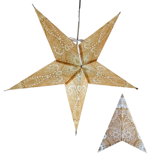 Paper Star 60 cm Large Lantern Lampshade for Decoration, LED, Christmas and various other occasions Glitter Golden 08