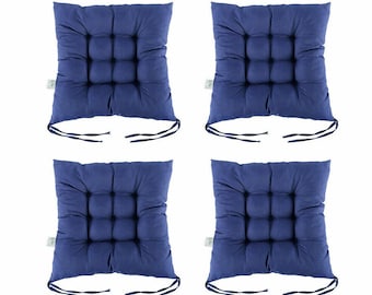 Pack of 4 Fluffy and Warm Quilted Square Chair Pads Seat Cushion