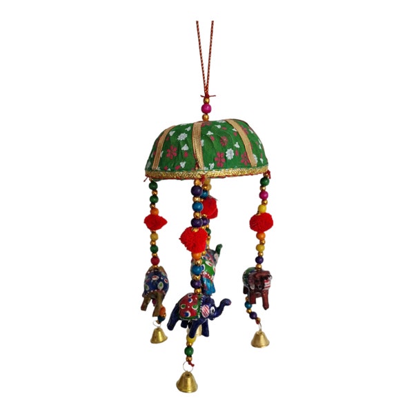 Indian Handcrafted 5 colourful elephant umbrella shape, perfect for Doors, or windows Symbolizing luck and prosperity, Ideal for Decoration