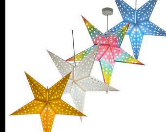 Lot de 4 abat-jour étoiles en papier 60 cm, grand abat-jour lanterne pour décoration, LED, Noël, anniversaire et diverses autres occasions