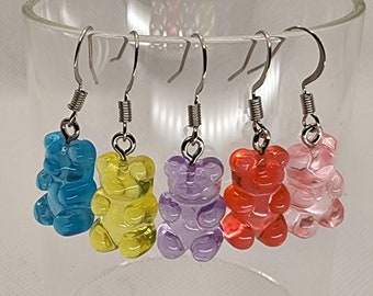 Colorful Gummy Bears Earrings, Fun Jewelry, For kids and adults