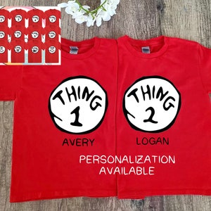 THING 1 THING 2 kids shirt, Dr Seuss, cotton, red shirt, youth, toddler, graphic shirt, gift, star seller