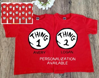 THING 1 THING 2 kids shirt, Dr Seuss, cotton, red shirt, youth, toddler, graphic shirt, gift, star seller