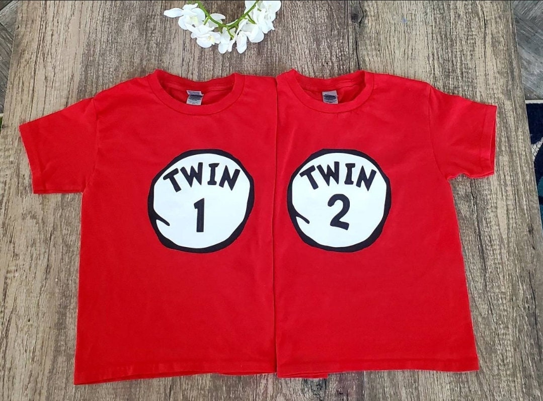 TWIN 1 TWIN 2 Kids Shirt, Dr Seuss, Thing 1 Thing 2 - Etsy