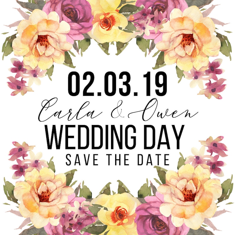 Wedding Save The Date Invite Save The Date Template Engagement Template Wedding Invite Template Floral Wedding Invite