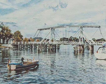 Historic bascule bridge in Wieck, Greifswald, Mecklenburg-Vorpommern, Kunstdruck / Fine Art Print