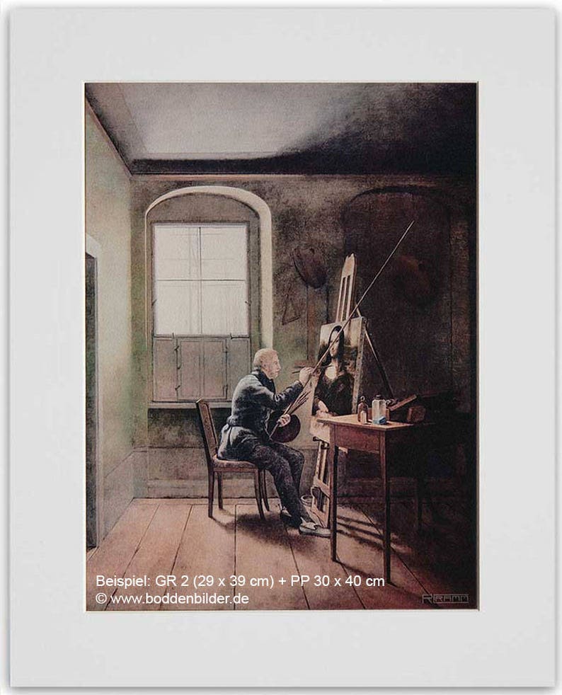 Caspar David Friedrich to Georg Friedrich Kersting falsifies the Mona Lisa, art print, fine art print image 1