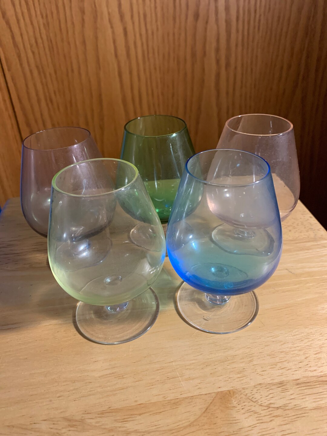 Vintage Brandy Sniffers/mini Wine Glasses 5 Multicolored Etsy