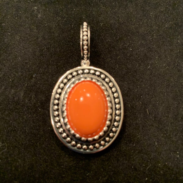 Pendant Vintage Orange and Silver Joan Rivers pendant for necklace gifts for Women