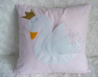 Swan pillow | Etsy Gold swan pillow, swan crown cushion