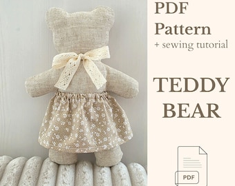 Teddy Bear PDF Sewing Pattern | Easy Plush Toy DIY Tutorial | Handmade Stuffed Animal Doll
