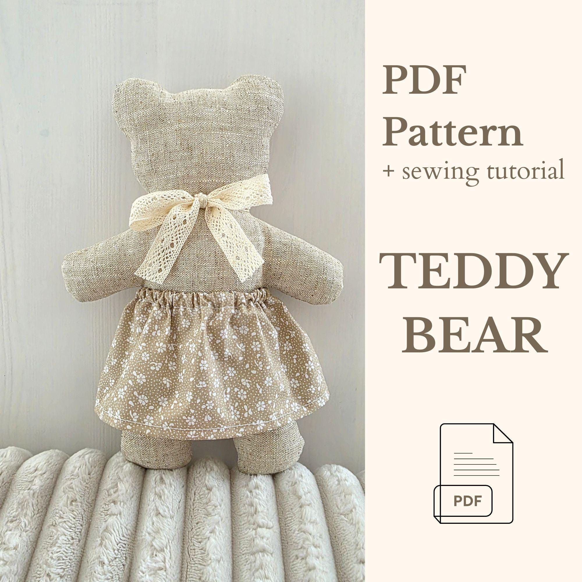 Teddy Bear PDF Sewing Pattern | Easy Plush Toy DIY Tutorial | Handmade ...