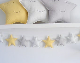 Sterne Girlande Wandbehang weiß grau gelb Girlande Baby Banner Kinderzimmer Dekor Mädchen Kinderzimmer Dekor Twinkle Little Star,