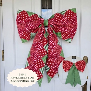 Big Bow Sewing Pattern PDF to Create a Reversible Patchwork Door Decoration for Front Door