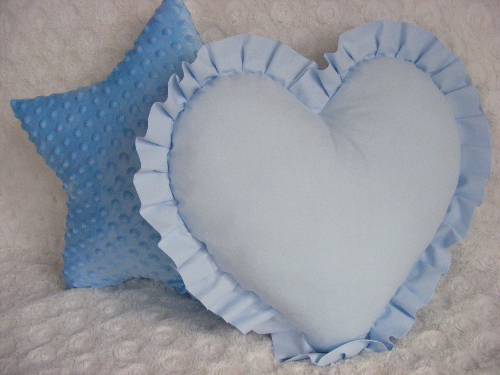 Pillow Heart With Frill Blue Heart Children's Pillows Etsy