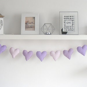 Lavender Heart Fabric Garland Nursery Decor  Kids Room Decor Nursery Bunting