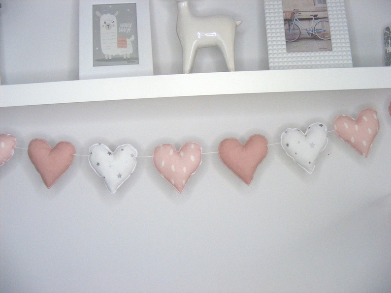 Wimpelkette mit Herzen, Stoffgirlande rosa, Kinderzimmer Dekor Kinderzimmer Dekor Kinderzimmer Wimpelkette Bild 6