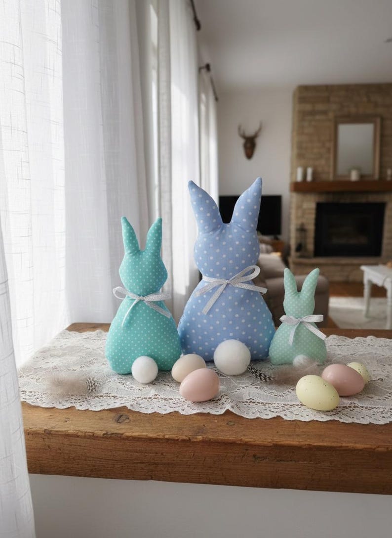 Rustic Linen Bunny Sewing Pattern PDF, Primitive Easter Decor, Stuffed ...