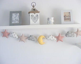 Nube Estrellas Banner Nursery Decor bandera bebé Kids Room Decor Decoración para la pared