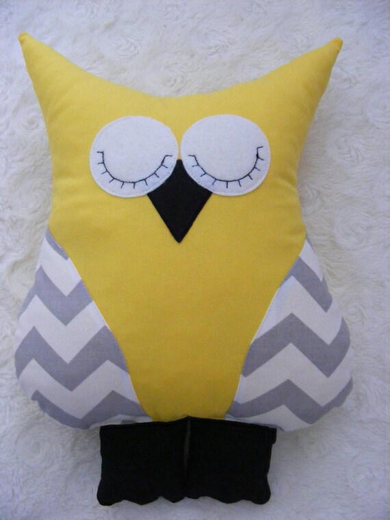 Owl Pillow For Kids Cushion Yellow Owl Kindergarten Decor Etsy